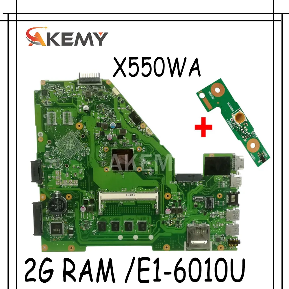 Akemy X550WA материнская плата для ноутбука For Asus X550WAK X550W X550WE X552E X550EP X550EA тестовая 2G RAM /E1