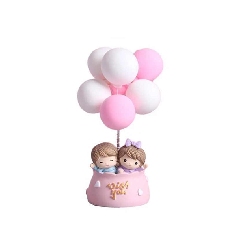 Милый мультфильм воздушный шар украшения ремесла любителей пара смолы фигурки торт Топпер украшение дома интерьера подарок