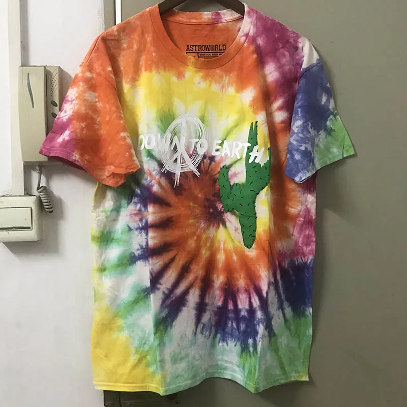 Трэвиса Скотта Astroworld фестиваль Run Tie Dye футболки хип-хоп для мужчин и женщин лучшее качество ASTROWORLD Трэвиса Скотта хлопковые футболки
