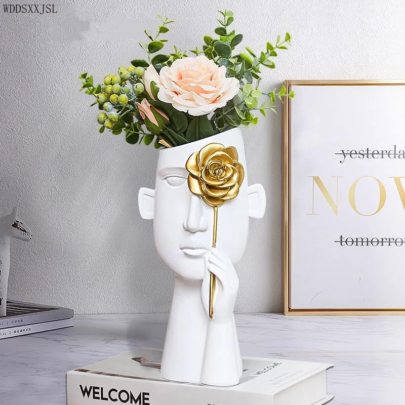 Nordic Style Face Vase Resin Home Decor Vase Decoration Resin
