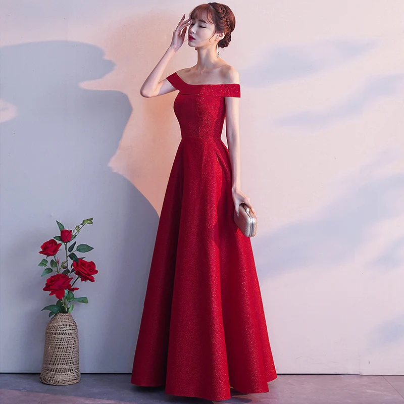 2019-New-Women-Evening-Party-Dress-Solid-Red-Scarf-Wedding-Marriage-Dressing-Gown-Large-Size-XXXL (1)