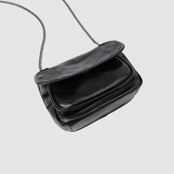 

Black soft leather bags long chains women hasp zipper cross body messenger bags large capacity satchels female bolsos para mujer