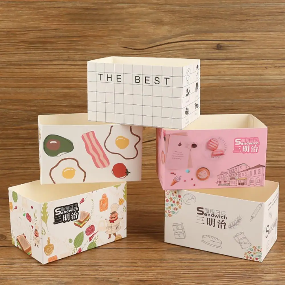 

Cake Packaging Box Sandwich Wrapping Paper Thick Egg Toast Bread Breakfast Packaging Box Burger Oil Paper Paper Tray 50pcs