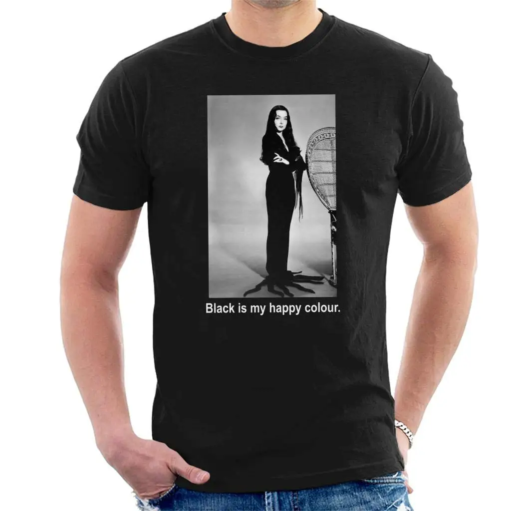 Morticia Black is My Happy Colour Men's T-Shirt unisex men women t shirt | Мужская одежда