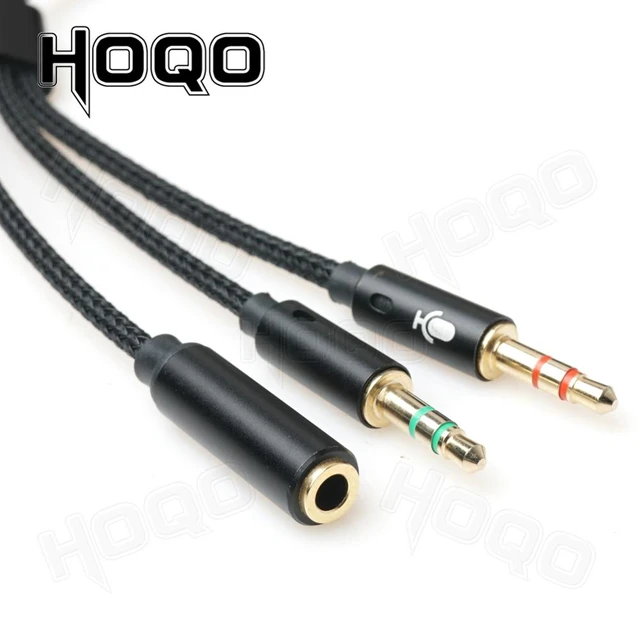 2 male 1 female 3.5mm Stereo Audio Headphones Microphones Cable Adapter Rallonge  Jack Braided Nylon3.