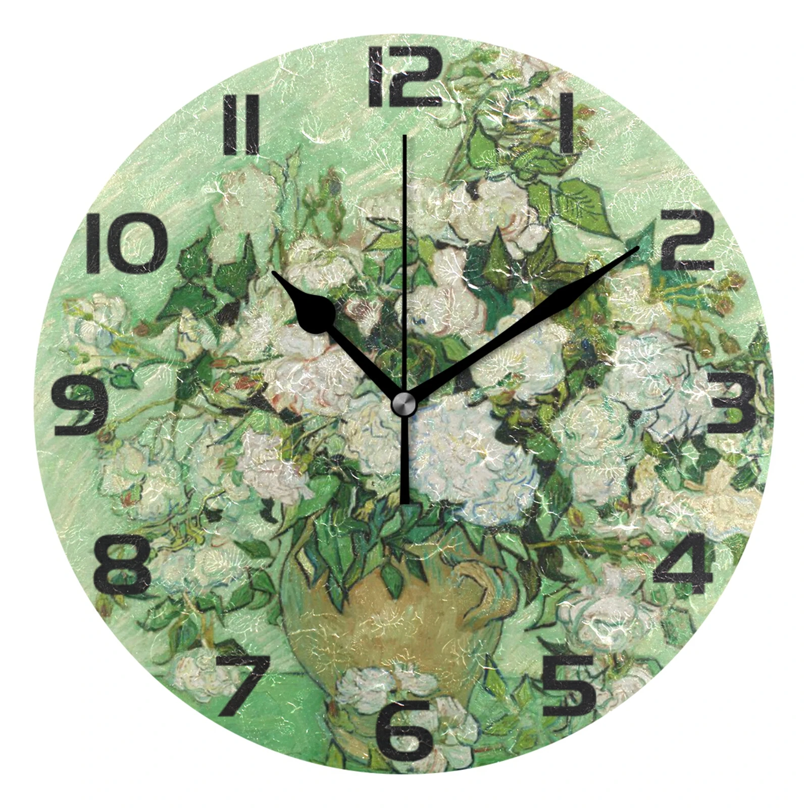 

Часы настенные кварцевые с цветочным принтом, бесшумные, с текстурой под заказ, с рисунком акварелью, домашний декор