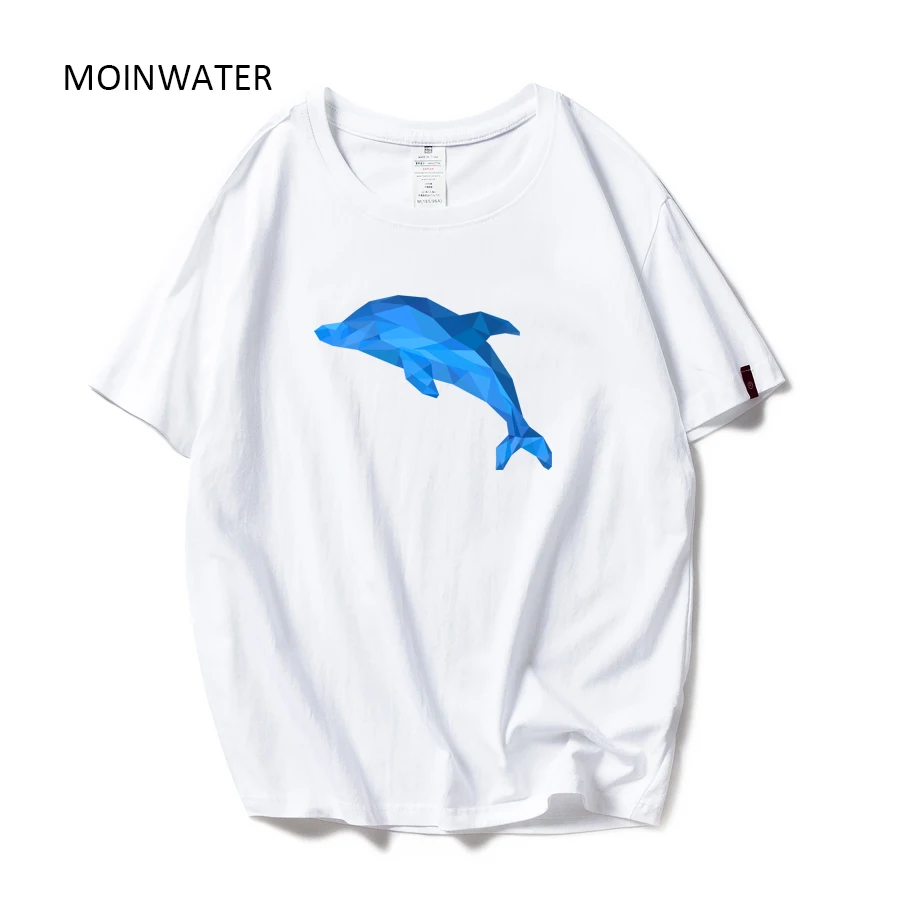 MOINWATER High Street хлопковые футболки для женщин с дельфином повседневные Черные