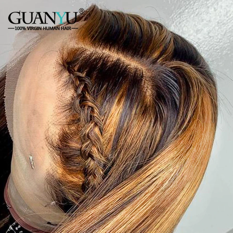 Destaque do Laço Peruca de Cabelo Remy em Linha Peruca do Laço Cor do Cabelo Frontal Humano Arrancadas Brasileiro Reta Piano Descorados Nós 13x4 Pré 7 Destaque do laço frontal peruca de cabelo