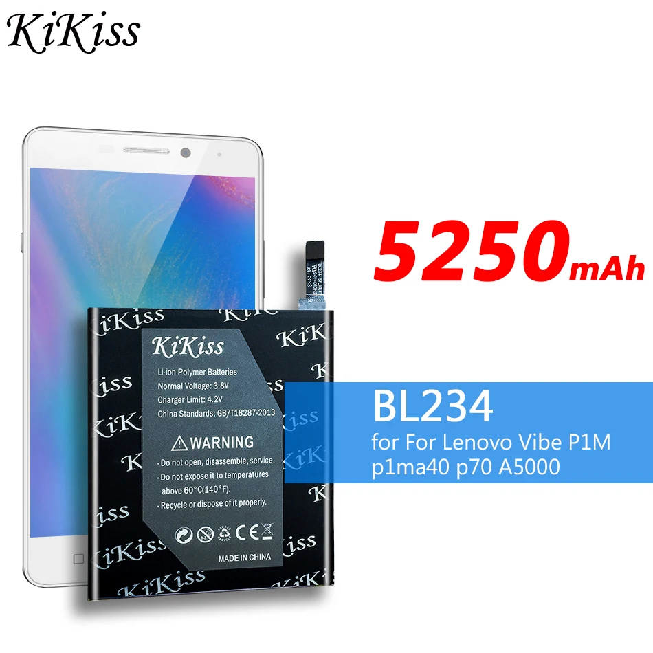 Аккумулятор для телефона емкостью 5250 мАч BL234 Lenovo A5000 Vibe P1M P1MA40 P70 P70t P70-T P70A P70-A