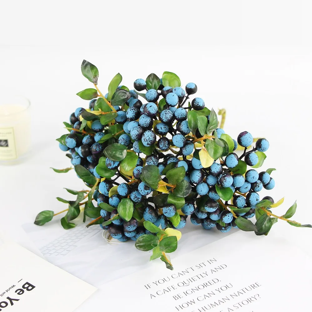 artificial berry fake berry twig stem blueberries fall floral picks christmas thanksgiving (5)