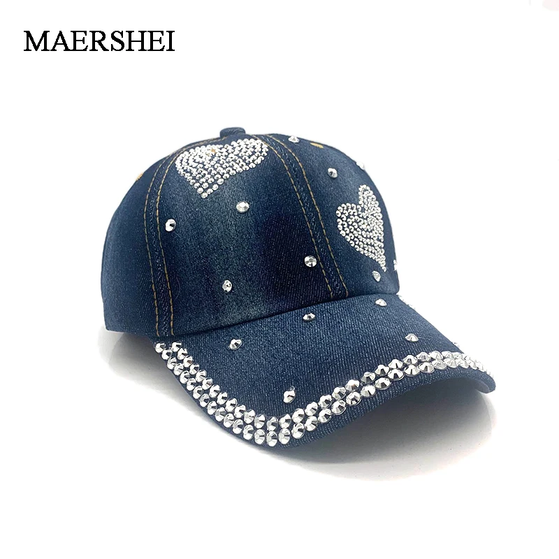 Snapback Hat Baseball-Cap Rhinestone Hip-Hop Women Denim Adjustable for Gorra Cool High-Quality