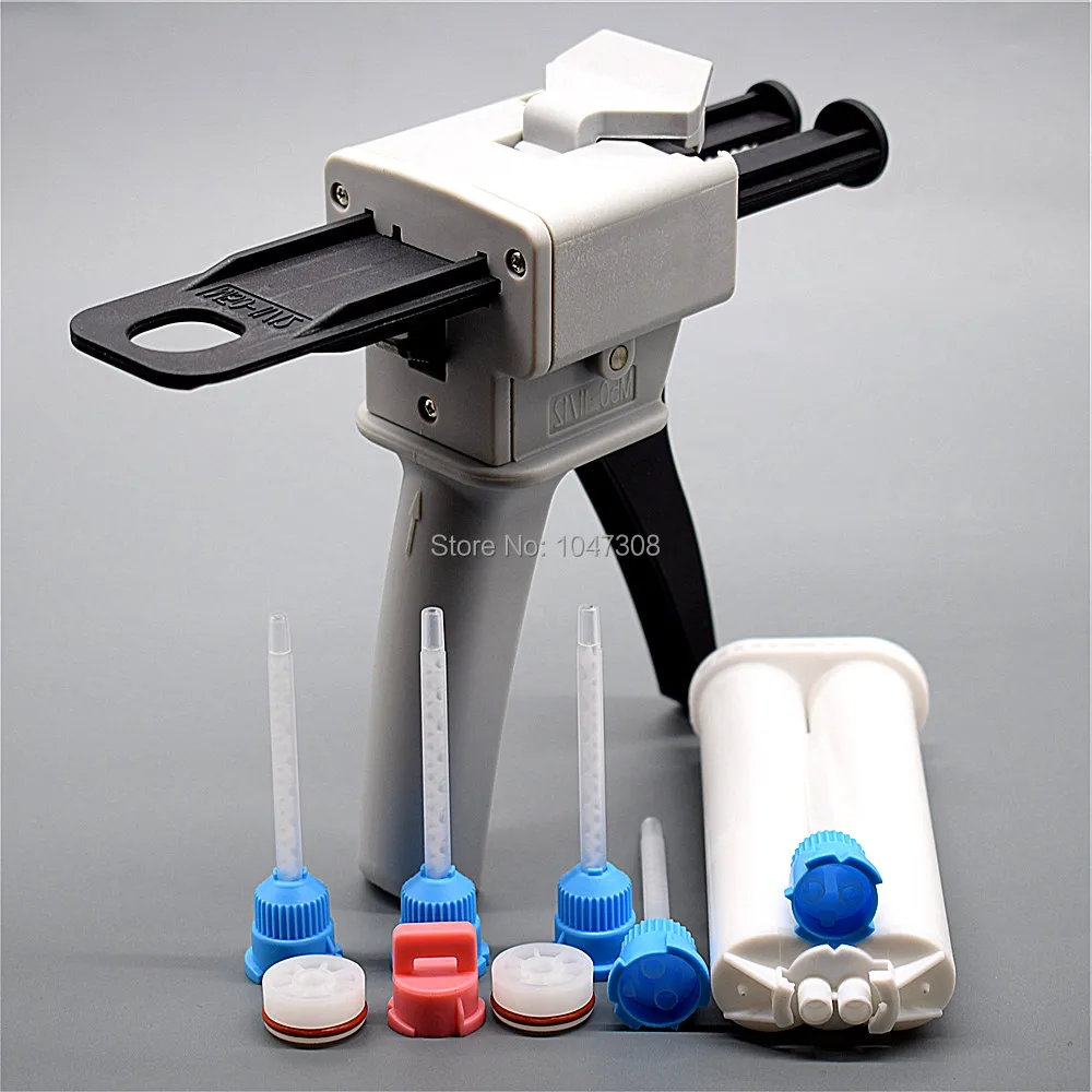 

50ml Manual Applicator 2:1 1:1 Plunger Adhesive Gun Applicatior + 5x 1:1 Mixing Nozzles Tip + AB Epoxy Gun Cartridge 50ml 1:1