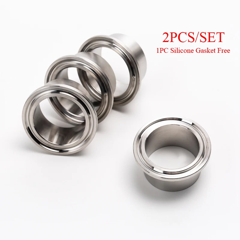 

2PCS/SET 19MM TO 76MM 304 Stainless Steel Sanitary Pipe Weld Ferrule Tri Clamp Type Stainless Steel Flange For Homebrew