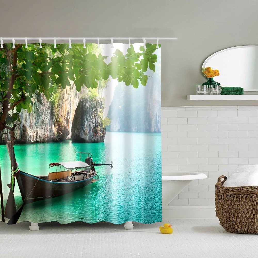 Современный пейзаж, живописный, с принтом занавески для душа s ткань водонепроницаемый полиэстер для ванной комнаты декор занавески для ванной 180x180 см