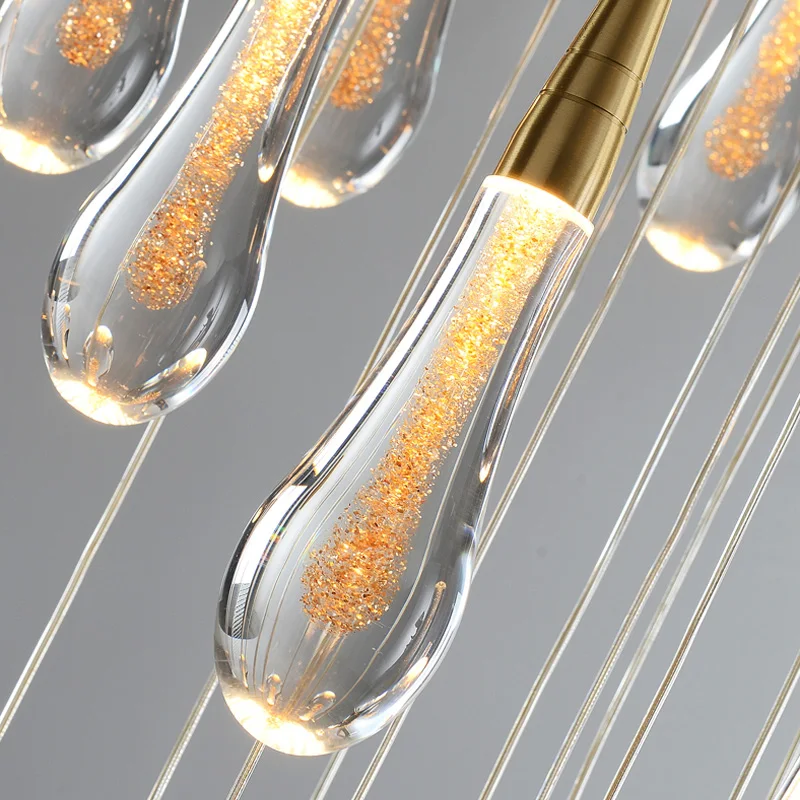 Modern crystal light chandelier led chandelier ceiling chandelier for staircase large gold drop design led cristal lamp long villa lobby hanging lighting fixture