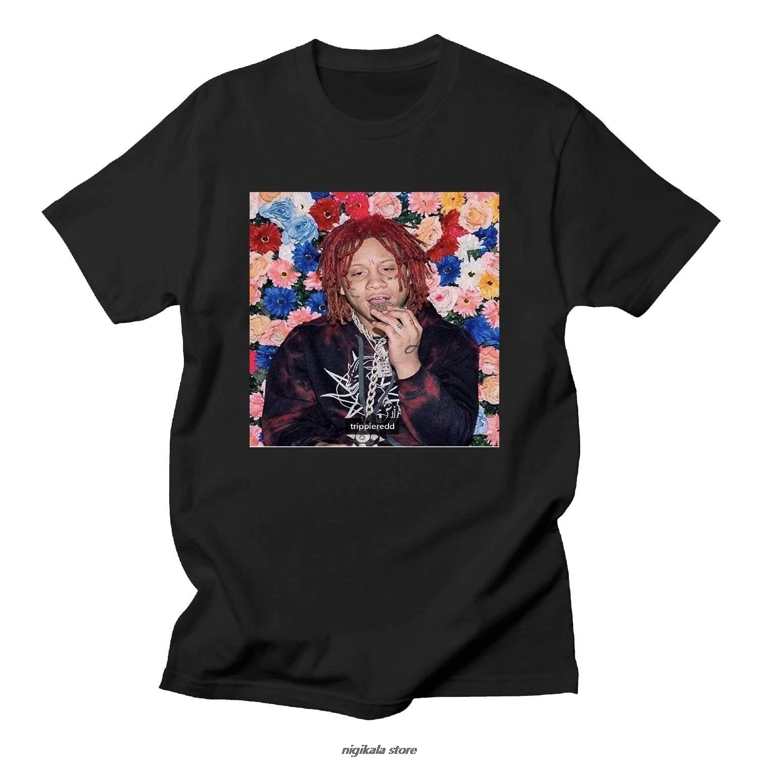 Женские футболки Trippie Redd, Черная Мужская футболка с круглым вырезом и солнечным светом, топ, футболка, чистый круглый воротник, Мужская футболка - Цвет: Черный