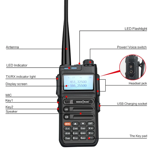 Ham Radio VHF UHF Frequency Scanner SOCOTRAN UV5F PLUS Dual, 41 OFF