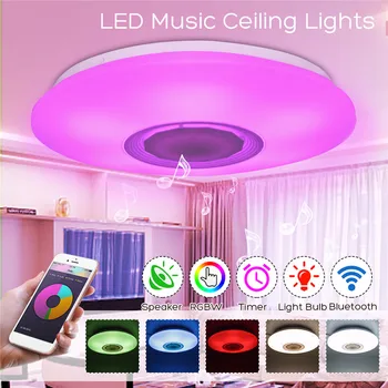 

48W LED Ceiling Lamp Music RGBW APP/Voice Control Dimmable bluetooth Speaker LED Ceiling Light Fixture Work with Google Alexa