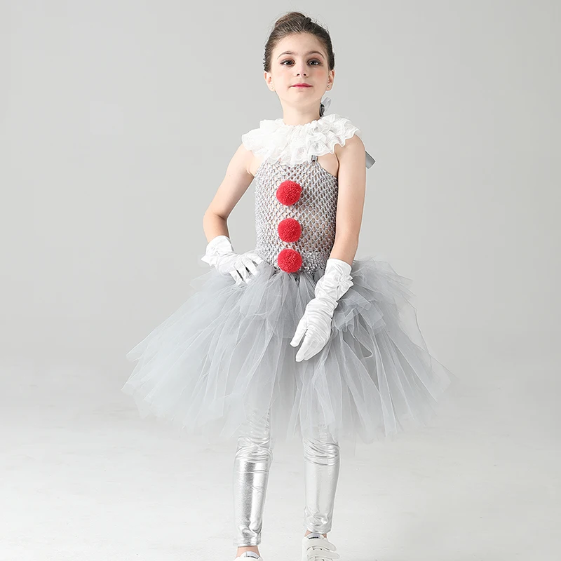 Tutu Tulle Pennywise It Clown Fancy Costume Cosplay For Kids