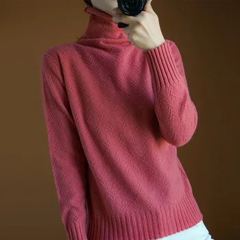 

Women Sweater Wool Turtleneck Padded Base Sweater