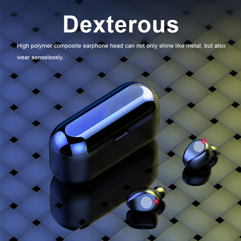 F9 Цифровые сенсорные водонепроницаемые беспроводные Bluetooth 5,0 бинауральные мини-наушники с функцией отображения мощности с зарядным ящиком