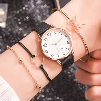 

Classic Strap Women's Watch 4 Piece/set Suit Cross-border Simple Fashion Fashion Clock Quartz Women's Watches No Logo A3748