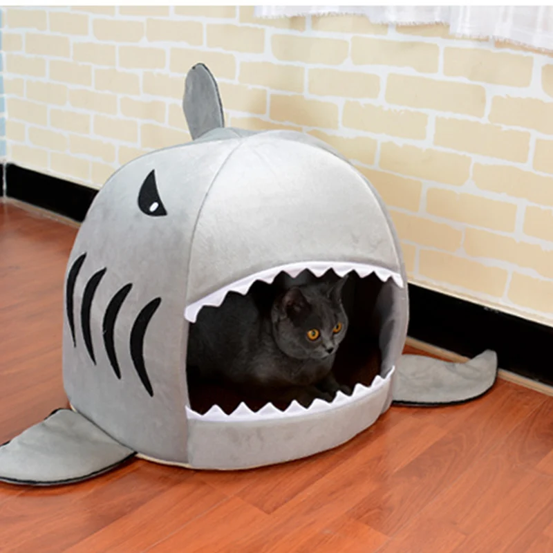 Dog Cat Bed Shark Mouse Shape Washable house Pet Sleeping Kennel Nest Removable Cushion Gray Blue Pink Colors | Дом и сад