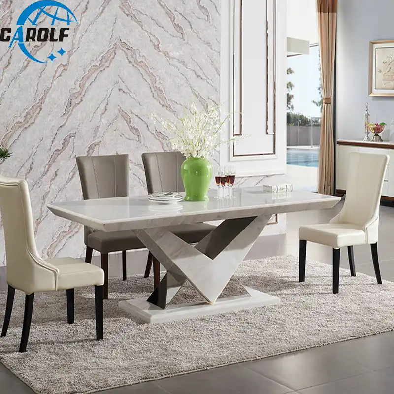 Modern dining table designs furniture marble stone 6 seater dining