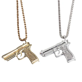 

NEW Submachine Gun Pendant Necklace for Men and Women Trendy Punk Hip Hop Gun Necklace Jewelry Chain Unisex Pistol Necklaces