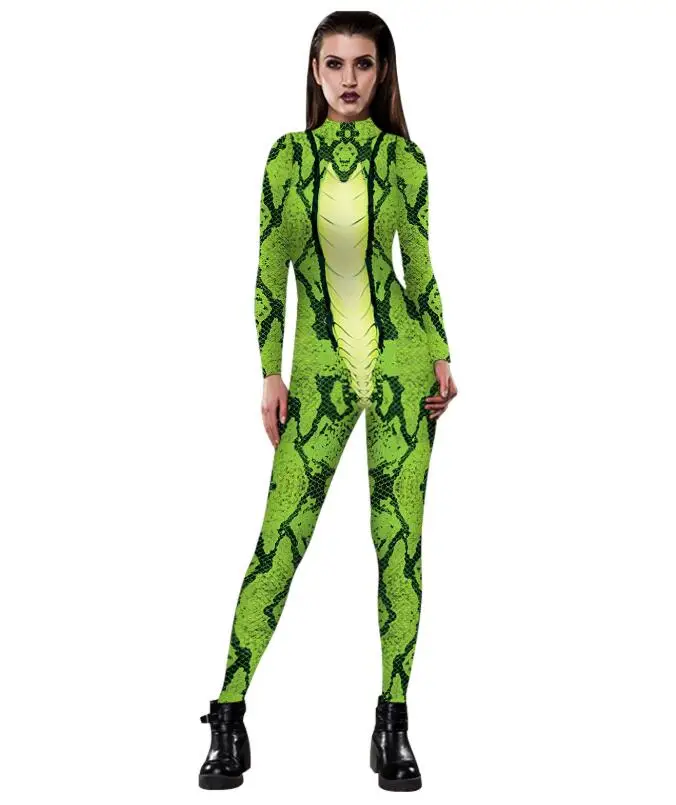 Halloween Cosplay Costumes Leopard 3D Printing Animal Zentai Snake Bodysuit Suit Jumpsuits - Цвет: snake