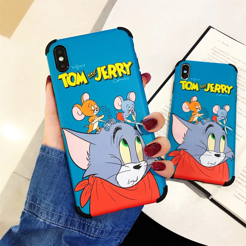 

DTFQ Cartoon Lovely Cute TPU Soft Phone Cover for iPhone XR Xs Max X Tom and Jerry Silicone IMD Case for iPhone 8 7 Plus 6s