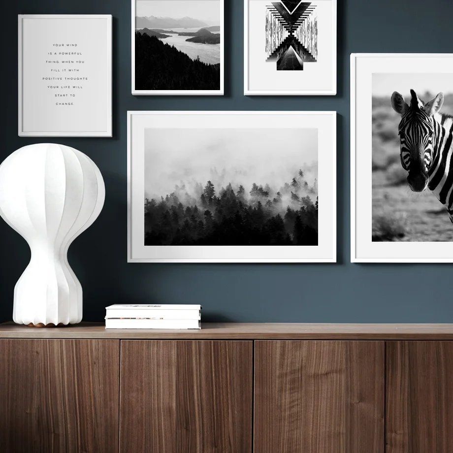 

Black White Forest Zebra Abstract Wall Art Print Canvas Painting Nordic Vintage Posters And Prints Wall Pictures For Living Room