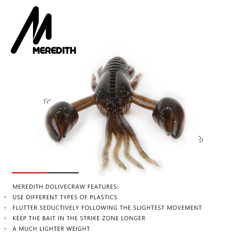 MEREDITH DoliveCraw 20 шт. мягкие приманки силиконовые приманки червь 50 мм 2 г рыболовные приманки привлекательные креветки воблер джиг Вертлюг бас Рыбалка
