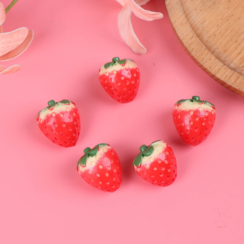 

5Pcs Resin Simulation Mini Fake Fruit Decor Strawberry Artificial Model Props House Party Decor 1:12 Dollhouse Kitchen Toys