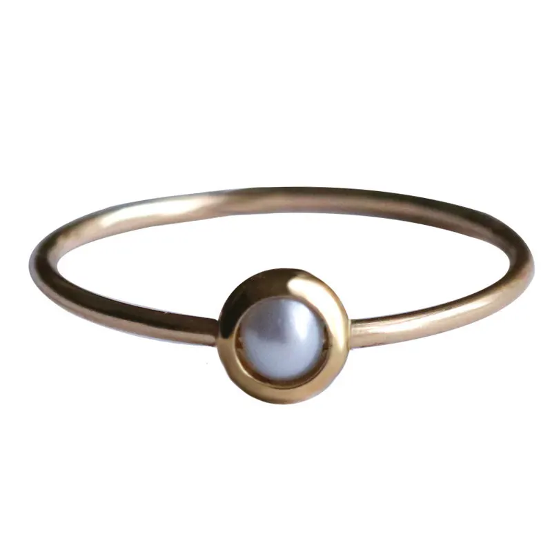 Новое кольцо из натурального пресноводного жемчуга 14 К Золотое модное дизайнерское женское свадебное ювелирное изделие простой стиль изысканное женское кольцо