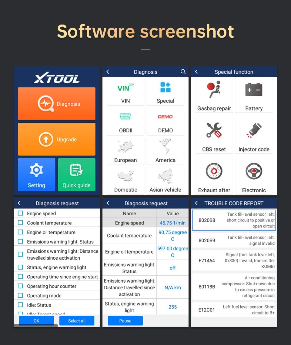 Автомобильный диагностический сканер XTOOL A30 PRO с сенсорным экраном OBD2 12 видов| |