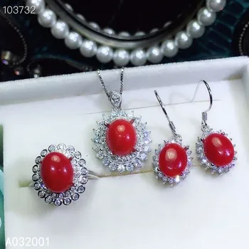 شراءKJJEAXCMY غرامة مجوهرات الطبيعية المرجان الأحمر 925 فضة المرأة الأحجار الكريمة قلادة أقراط الطوق مجموعة دعم اختبار نوبل
