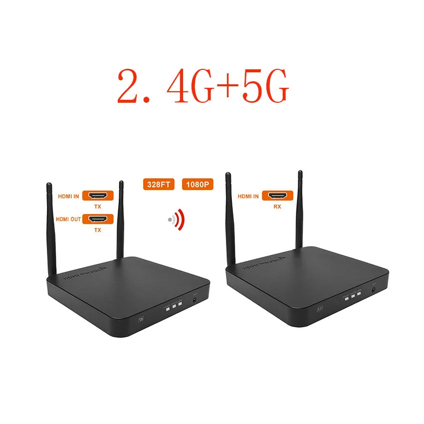 100M Wireless Extender 2.4GHz/5GHz HD 1080P HDMI 1.3 for HDTV 3D WiFi HDMI Sender Transmitter Receiver Support HDCP1.4