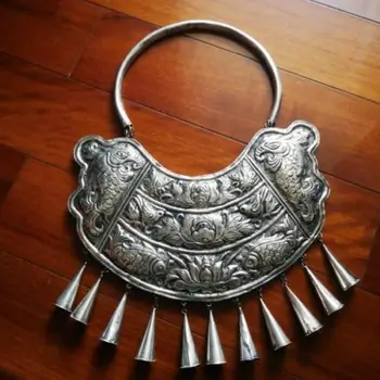 

Chinese handmade Miao silver traditional crafts jewelry large collar necklace AAAAAAAA Free shipping
