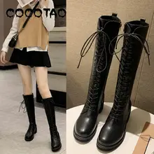 Обувь г. Женская модная обувь в Корейском стиле Новая Осенняя обувь ботинки на шнуровке рыцарские ботинки на шнуровке на толстой подошве женские ботинки