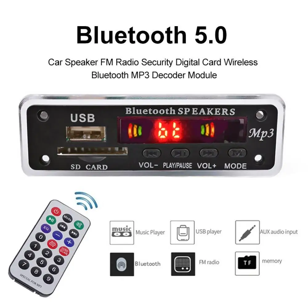 60%  Dropshipping!!Car Speaker FM Radio Security Digital Card Wireless Bluetooth-compatible MP3 Decoder Module