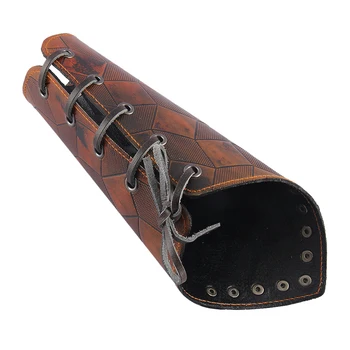 

1 Pair Steampunk Brown Gothic PU Arm Bracers Medieval Lace Up Cosplay Costum