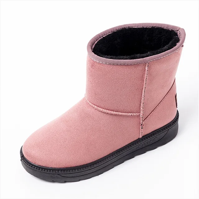 Pink Модные женские ботильоны; зимние ботинки; теплые женские зимние ботинки из плюша; новые женские ботинки; женская зимняя обувь; ботинки; большой размер 41 - Цвет: Pink