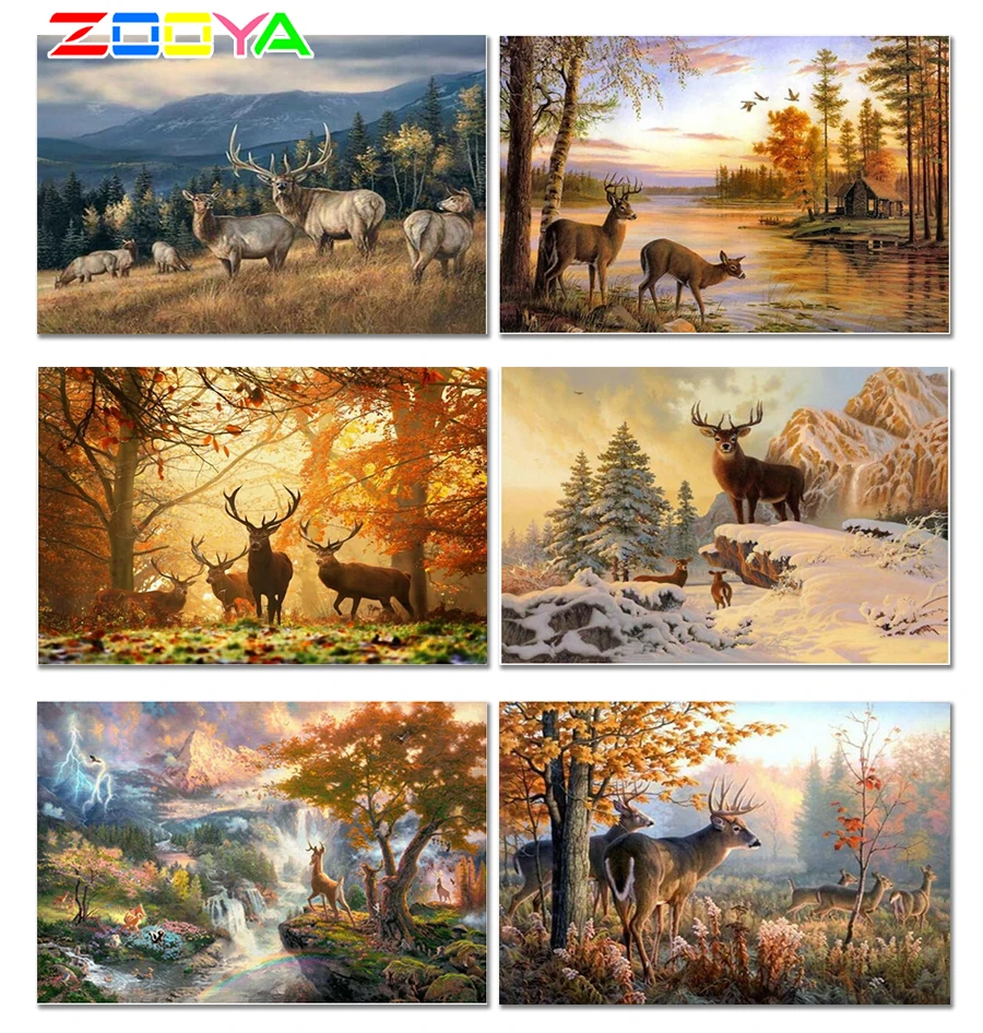 

5D Diy Full Diamond Embroidery Deers Diamond Painting Animal Full Drill Square Diamond Mosaic Painting Deers Lovely Decor Er011
