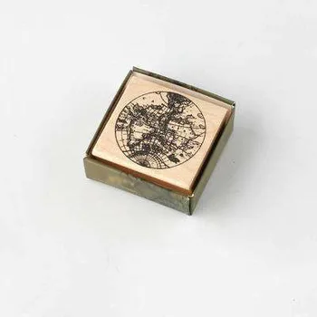 

Wooden seal vintage map travel handbook decorative print