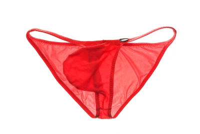 Повседневные Удобные мужские негабаритные удобные мешочки сексуальные полупрозрачные ледяные трусики - Цвет: Красный