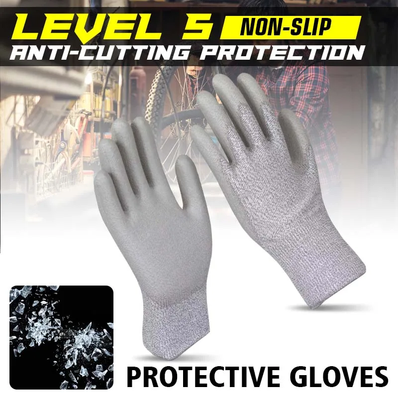 

1Pair Level 5 Anti-cut Gloves Kitchen Garden Cut-Resistant Acid Alkali/Slip/Fire/Heat Proof Working Safety Gloves Worker Butcher