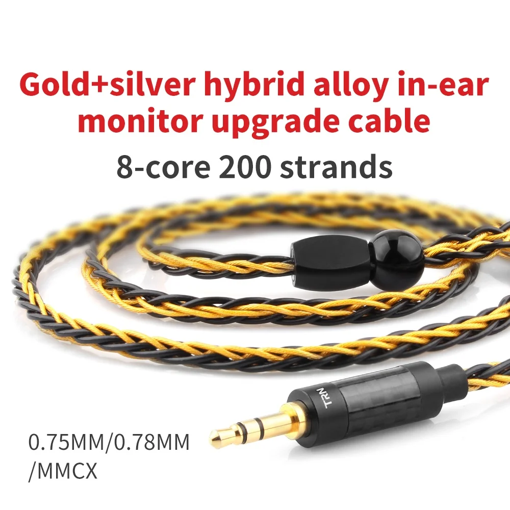 TRN T1 3 5 мм MMCX 0 75 2 контактный разъем 8 жильный Золотой Серебряный