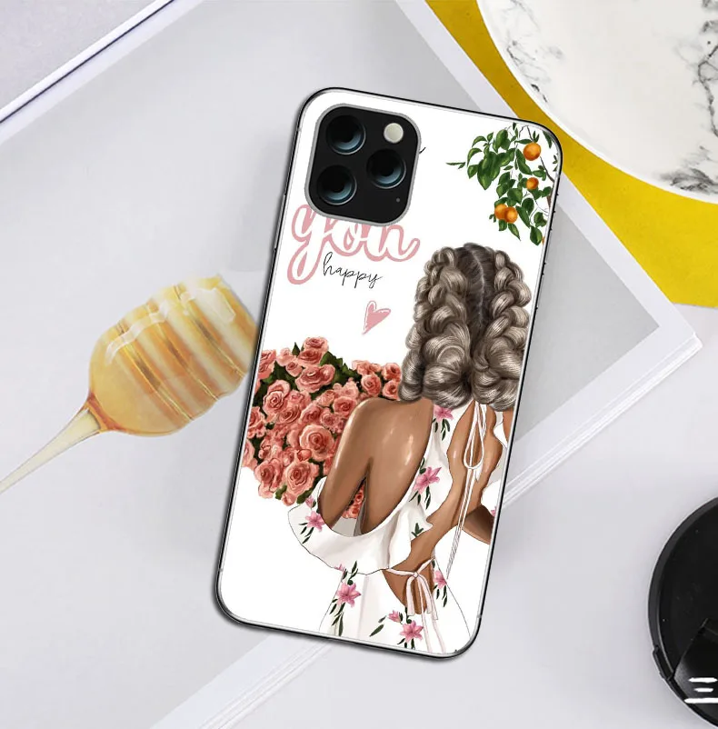 Черный шатенок для мамы и дочки для iphone 11 11PRO X XR XS MAX 5S SE 6S 7 8PLUS роскошный мягкий чехол из ТПУ - Цвет: TPU