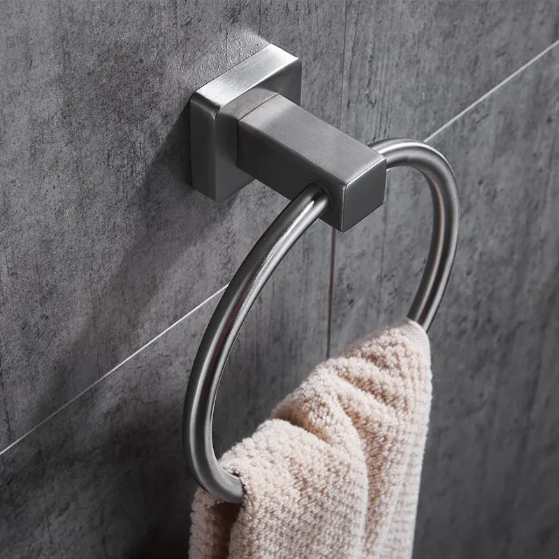 COOANHO Bathroom Towel Rack Wall-Mounted, SUS 304 Stainless Steel Towel Ring Holder Brushed Finish